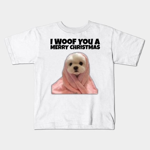 I Woof You a Merry Christmas - Dogs Pets Funny #1 Kids T-Shirt by Trendy-Now